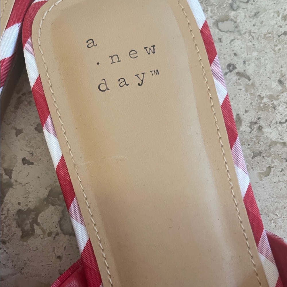 Target-A New Day Red Checkered Bow Slide Sandals - Picture 2 of 4